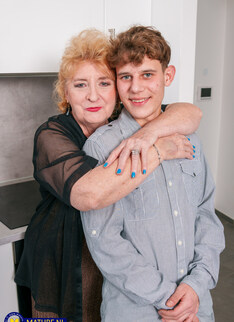 Mature.nl - Curvy 72 year old granny Noretta seduces her grandson's best friend to fuck her hard on the couch