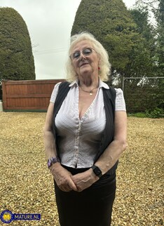 67 year old granny employer Claire Knight fucking her way younger personal assistant