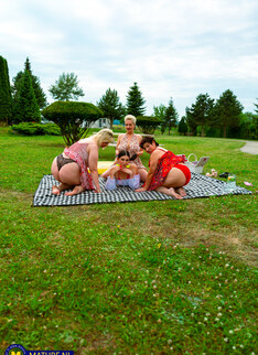 Old & young sex picnic with stepdaughter Suzie Sparklez and mature Joanne, Ameli and Angel Zuzee