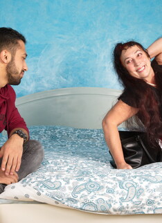 This curvy hairy mature lady loves having sex with a younger guy