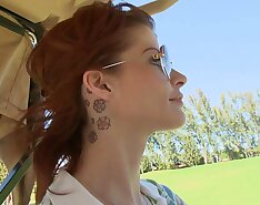 Redhead MILF with cock in her mouth