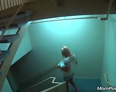 MILF in public pool before porn shoot