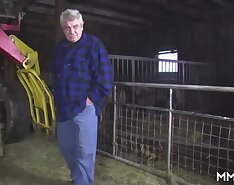 Fat German Step mom pounded in the barn