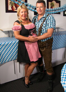Big breasted waitress fucking and sucking at Oktoberfest