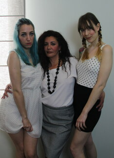 Three spanish old and young lesbians playing together