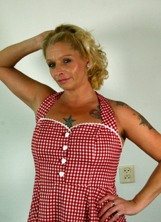 naughty Dutch housewife playing with herself