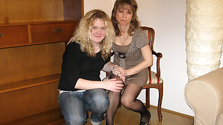 Naughty Blonde Babe Doing A Mature Lesbian