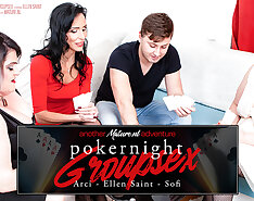 When you play your cards right, a steamy groupsex travaganza is happening with three cockhungry matur