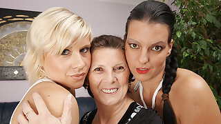 Three Naughty Old And Young Lesbians Do It On The Couch
