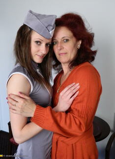 Horny Hot Stewardess Doing A Horny Mature Slut