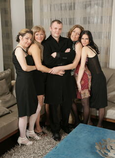 Four Old And Young Sluts Share One Hard And Horny Guy