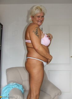 Blonde Chubby Mature Slut Showing Off Her Rack