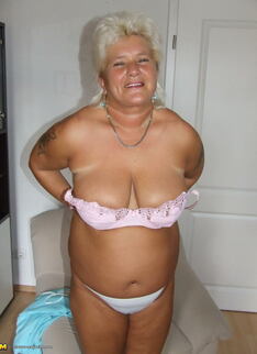 Blonde Chubby Mature Slut Showing Off Her Rack