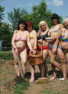 Five Naughty Mature Lesbians Go At It Outdoors