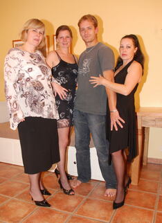 Three Mature Party Wives Share One Hard Cock