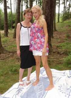 Outdoor Old And Young Lesbians At Play