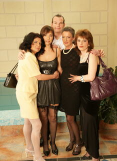 Four Hot Mature Sluts Doing One Single Guy