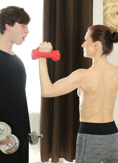 Mature.nl - Small tits MILF Barbora Or gets to fuck and suck her toyboy fitness instructor