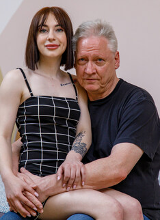 Mature.nl - This grandpa fucks hot shaved small tits 18 year old teen Sandy Morrison hard in his bed