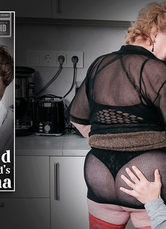 Mature.nl - Curvy 72 year old granny Noretta seduces her grandson's best friend to fuck her hard on the couch