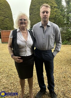 67 year old granny employer Claire Knight fucking her way younger personal assistant