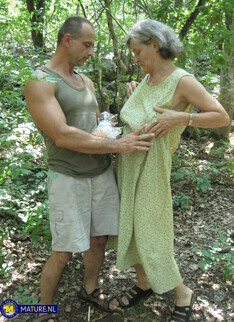 Granny Birgitta K. wants a hard cock from a younger guy in the middle of the forest