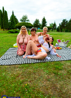 Old & young sex picnic with stepdaughter Suzie Sparklez and mature Joanne, Ameli and Angel Zuzee