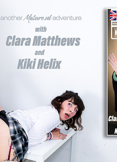 Hot lesbian student Kiki Helix gets her ass red hot spanked by strict teacher Clara Matthews