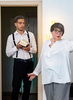 Toyboy student gets caught by his 77 year old anal loving granny landlord Sharon Amore jerking off