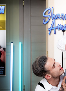 Toyboy student gets caught by his 77 year old anal loving granny landlord Sharon Amore jerking off