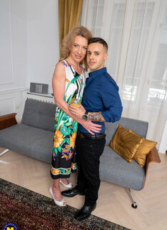 Tattooed toyboy having fun with a horny mature slut