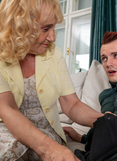 Granny landlord fucks and sucks her young tenant