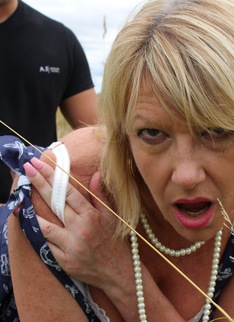 Naughty British housewife Amy fucking in an open field