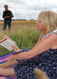 Naughty British housewife Amy fucking in an open field