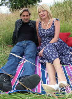 Naughty British housewife Amy fucking in an open field