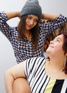 Curvy mature BBW having fun with a steamy hot lesbian teeny babe