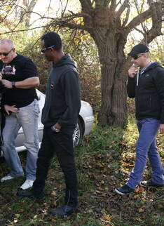 Naughty mature Amy takes on four guys at once