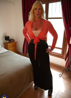 Naughty big breasted Melody Charm pleasing herself at her hotelroom