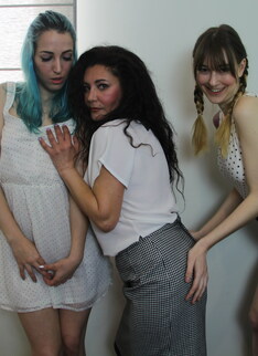 Three spanish old and young lesbians playing together