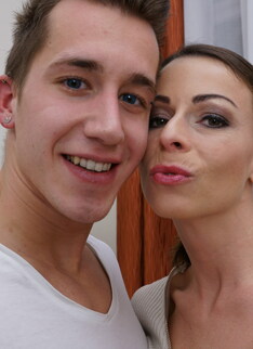 Naughty hot mom playing with her toy boy