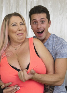 Naughty big breasted mature bbw playing with her toy boy