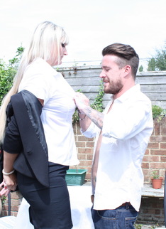 Tall British housewife having fun with her younger lover