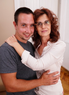 Hairy mature lady having fun with her toy boy