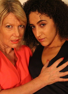 Horny mature lesbian seducing a british teeny babe