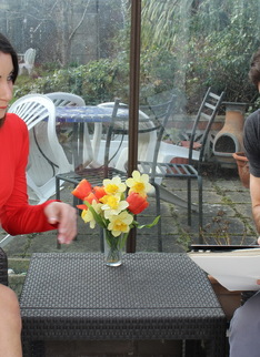 Cute British housewife playing with her lover