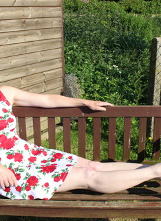 Naughty British housewife playing in her garden