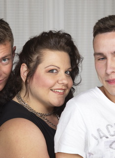 Huge breasted BBW doing two guys at once