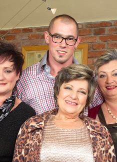 Three mature ladies playing around with one lucky guy