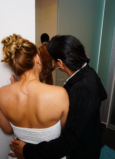 Naughty interracial mature threesome gets wild