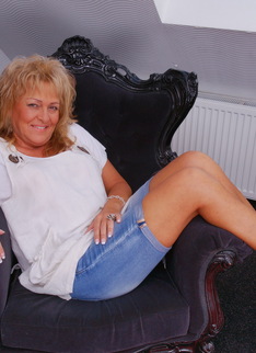 Naughty blonde housewife playing with herself